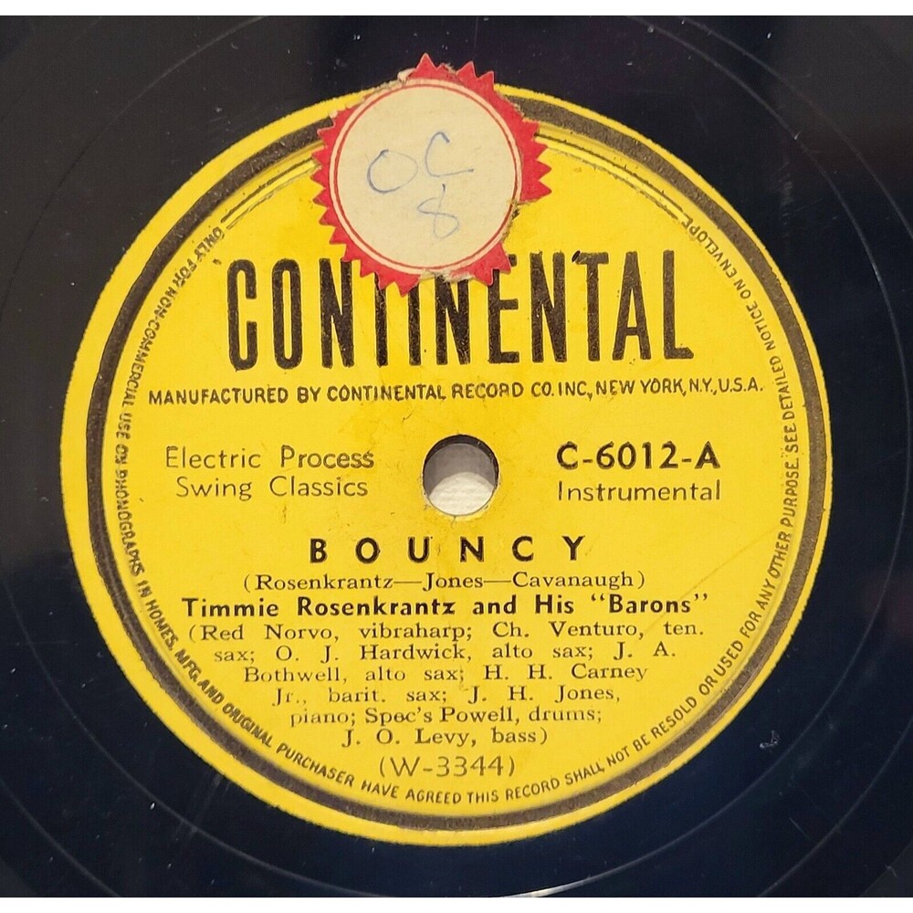 Timme Rosenkrantz & His Barons 78 RRPM - Bouncy / Blue At Dawn - Continental V